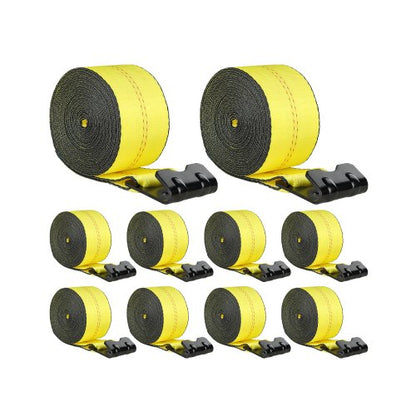 Spanngurte, 4" x 40', 6000 lbs Tragfähigkeit, 18000 lbs Bruchfestigkeit, LKW-Spanngurte mit Flachhaken, Ladungssicherung für Pritschenwagen, Anhänger, Landwirtschaft, Rettungsdienste, Baumschutz, Gelb (10er-Pack)
