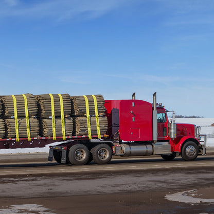Spanngurte, 4" x 40', 6000 lbs Tragfähigkeit, 18000 lbs Bruchfestigkeit, LKW-Spanngurte mit Flachhaken, Ladungssicherung für Pritschenwagen, Anhänger, Landwirtschaft, Rettungsdienste, Baumschutz, Gelb (10er-Pack)