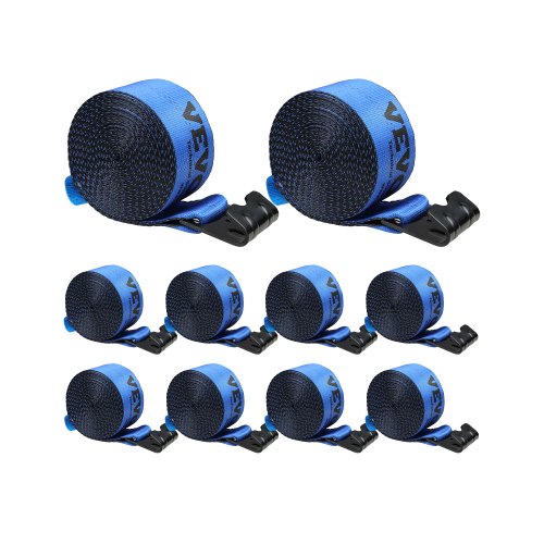 Spanngurte, 4" x 30', 6000 lbs Tragfähigkeit, 18000 lbs Bruchlast, LKW-Spanngurte mit Flachhaken, Ladungssicherung für Pritschenwagen, Anhänger, Landwirtschaft, Rettungsdienste, Baumschutz, Blau (10er-Pack)