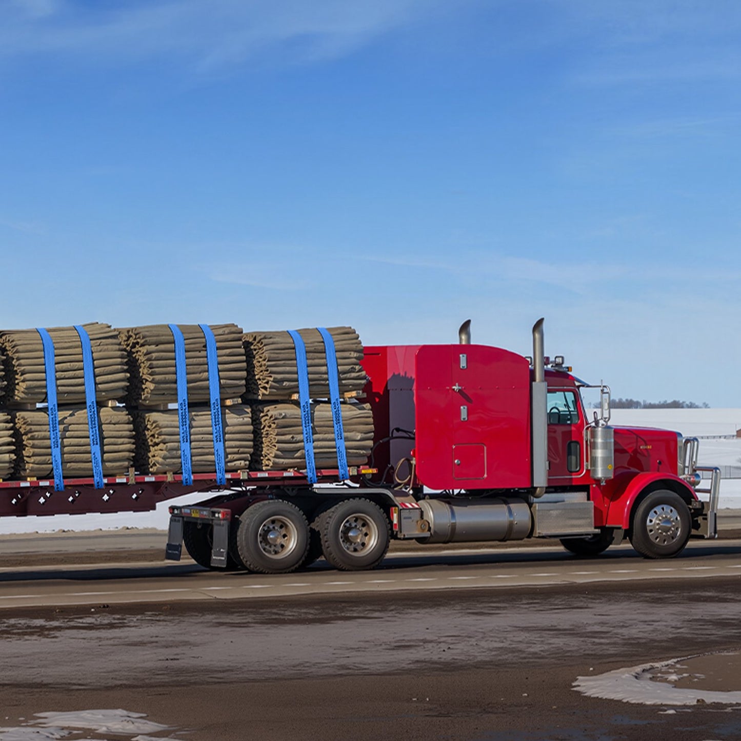 Spanngurte, 4" x 30', 6000 lbs Tragfähigkeit, 18000 lbs Bruchlast, LKW-Spanngurte mit Flachhaken, Ladungssicherung für Pritschenwagen, Anhänger, Landwirtschaft, Rettungsdienste, Baumschutz, Blau (10er-Pack)