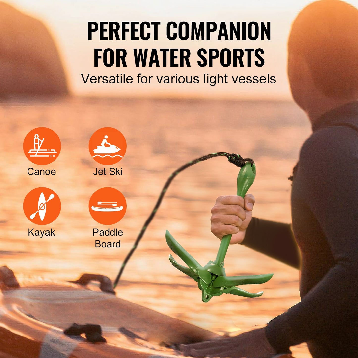 Kayak Anchor Kit, 3.5 lb Paddle Board Anchor Kit with 26.2 ft/8 m Rope and Buoy, Folding Small Boat Anchor with Storage Bag and Snap Hook, Kayak Accessories for Kayaks, Small Boats, Canoes