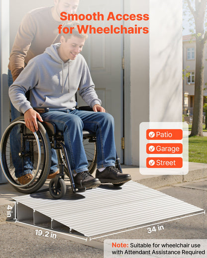 Türschwellenrampe, 115 mm Steigung, Schwellenrampe aus Aluminiumlegierung, Tragfähigkeit 363 kg, Behindertenrampe für den Hausgebrauch, geeignet für Rollstühle, Scooter, Elektrorollstühle, Gehhilfen, Fahrräder und Dreiräder