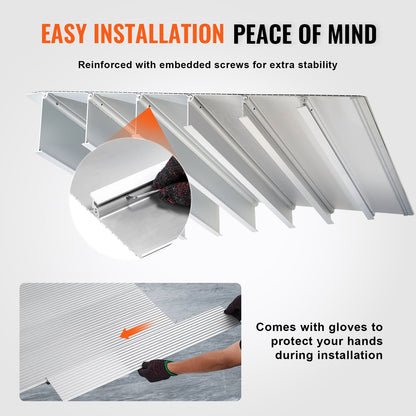 Türschwellenrampe, 12,7 cm Steigung, Tragfähigkeit 363 kg, Türrampe für Rollstühle, Aluminium-Türschwellenrampe für Türöffnungen, verstellbare modulare Türschwellenrampe für Rollstühle, Scooter und Elektrorollstühle