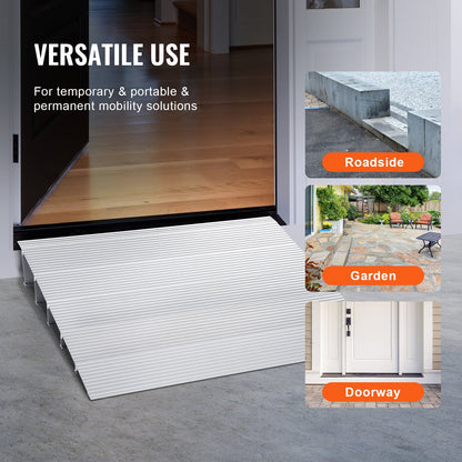 Türschwellenrampe, 12,7 cm Steigung, Tragfähigkeit 363 kg, Türrampe für Rollstühle, Aluminium-Türschwellenrampe für Türöffnungen, verstellbare modulare Türschwellenrampe für Rollstühle, Scooter und Elektrorollstühle