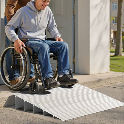Türschwellenrampe, 138 mm Steigung, Schwellenrampe aus Aluminiumlegierung, Tragfähigkeit 363 kg, Behindertenrampe für den Hausgebrauch, geeignet für Rollstühle, Scooter, Elektrorollstühle, Gehhilfen, Fahrräder und Dreiräder