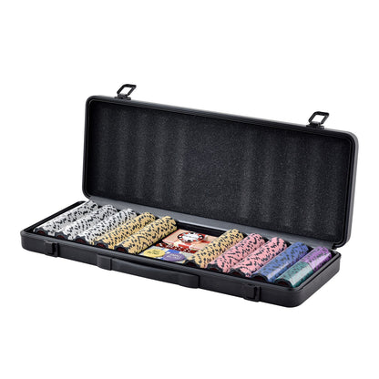 Poker Chip Set, 500-Piece Poker Set, Complete Poker Playing Game Set with Carrying Case, Heavyweight 14 Gram Casino Clay Chips, Cards, Buttons and Dices, for Texas Hold'em, Blackjack, Gambling