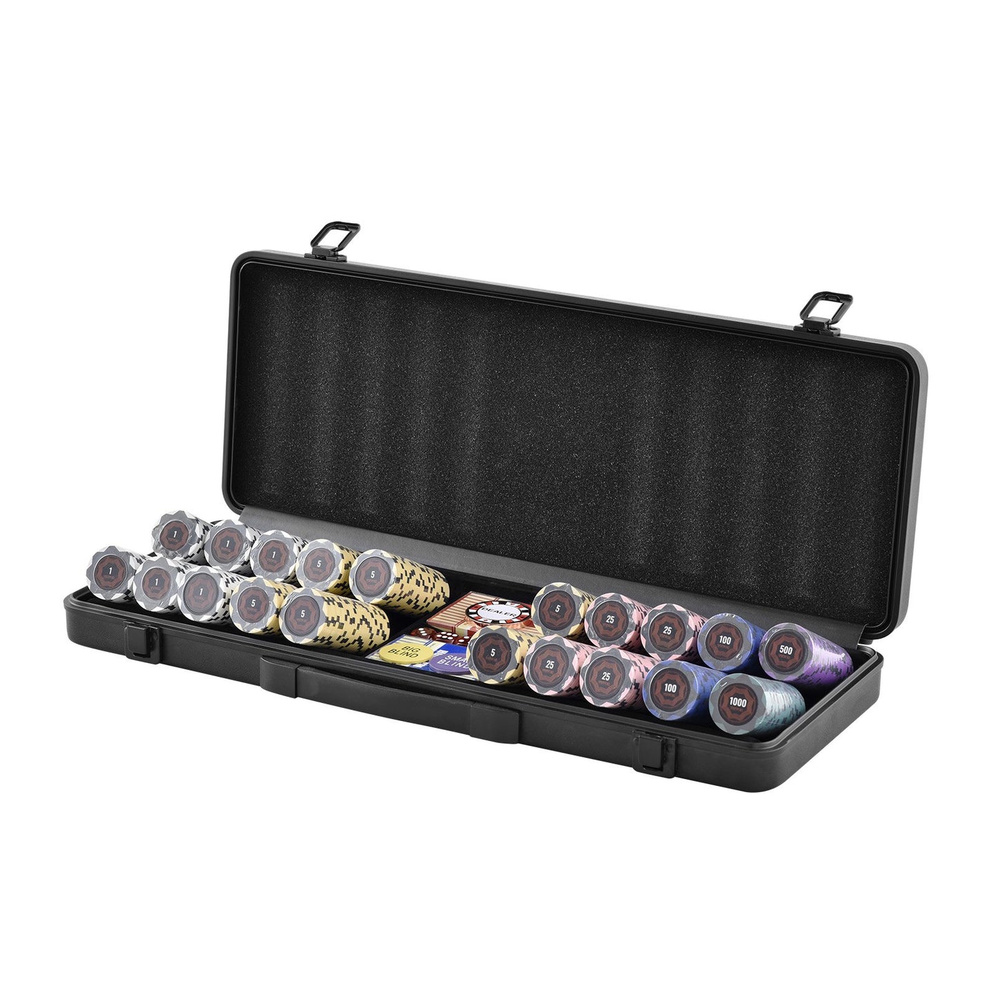 Poker Chip Set, 500-Piece Poker Set, Complete Poker Playing Game Set with Carrying Case, Heavyweight 14 Gram Casino Clay Chips, Cards, Buttons and Dices, for Texas Hold'em, Blackjack, Gambling