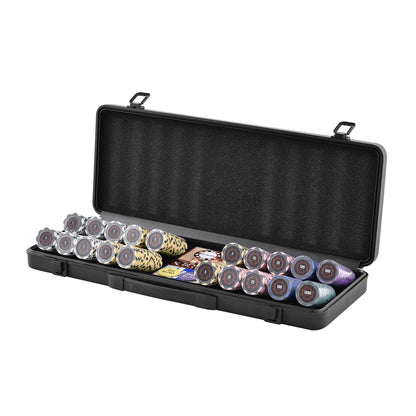 Poker Chip Set, 500-Piece Poker Set, Complete Poker Playing Game Set with Carrying Case, Heavyweight 14 Gram Casino Clay Chips, Cards, Buttons and Dices, for Texas Hold'em, Blackjack, Gambling