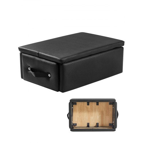 Pilates-Box für Reformer, 25 x 17 x 9 Zoll, Sitzbox für Pilates-Reformer-Übungen, hochwertiges Zubehör aus PU und Holz, verbessert Kraft, Balance und Beweglichkeit, Heim-Fitnessstudio, Schwarz