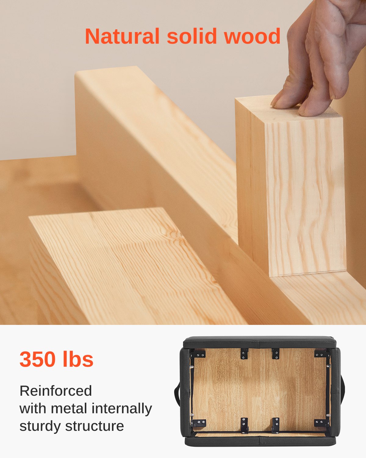 Pilates-Box für Reformer, 25 x 17 x 9 Zoll, Sitzbox für Pilates-Reformer-Übungen, hochwertiges Zubehör aus PU und Holz, verbessert Kraft, Balance und Beweglichkeit, Heim-Fitnessstudio, Schwarz