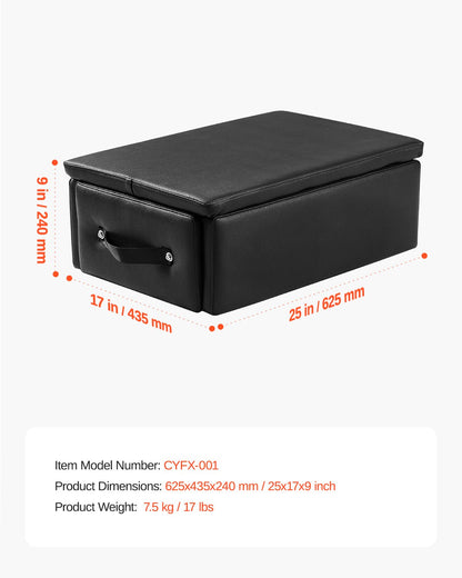 Pilates-Box für Reformer, 25 x 17 x 9 Zoll, Sitzbox für Pilates-Reformer-Übungen, hochwertiges Zubehör aus PU und Holz, verbessert Kraft, Balance und Beweglichkeit, Heim-Fitnessstudio, Schwarz