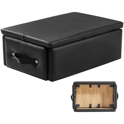 Pilates-Box für Reformer, 25 x 17 x 9 Zoll, Sitzbox für Pilates-Reformer-Übungen, hochwertiges Zubehör aus PU und Holz, verbessert Kraft, Balance und Beweglichkeit, Heim-Fitnessstudio, Schwarz