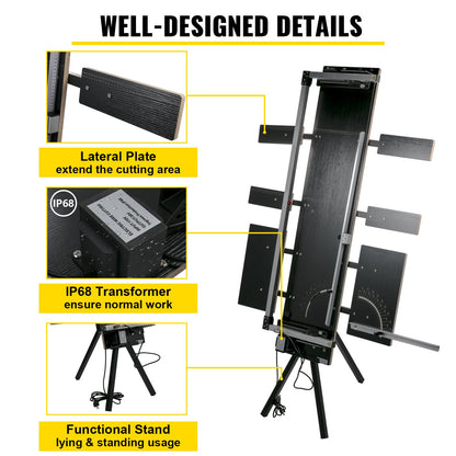Styroporschneidemaschine, max. 42 cm Schnittstärke, max. 127 cm Schnittlänge, Heißdraht-Schaumstoffschneider, 0–90°-Schneidewinkel, sechs Heizdrähte mit Ständer, seitliche Schneidplatte, Pearl Cott