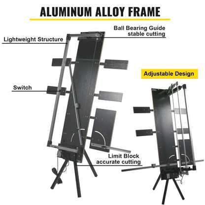 Styrofoam Cutting Machine 42cm Max. Cut Thickness Foam Cutter 115cm Max. Length Hot Wire Foam Cutter 0-90° Styrofoam Cutter Six Heating Wires with Stand Lateral Plate for Cutting Foam Pearl Cott