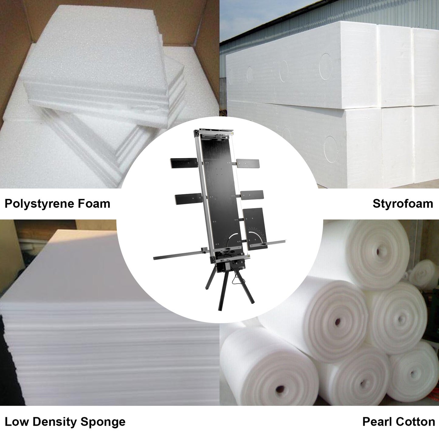 Styrofoam Cutting Machine 42cm Max. Cut Thickness Foam Cutter 115cm Max. Length Hot Wire Foam Cutter 0-90° Styrofoam Cutter Six Heating Wires with Stand Lateral Plate for Cutting Foam Pearl Cott