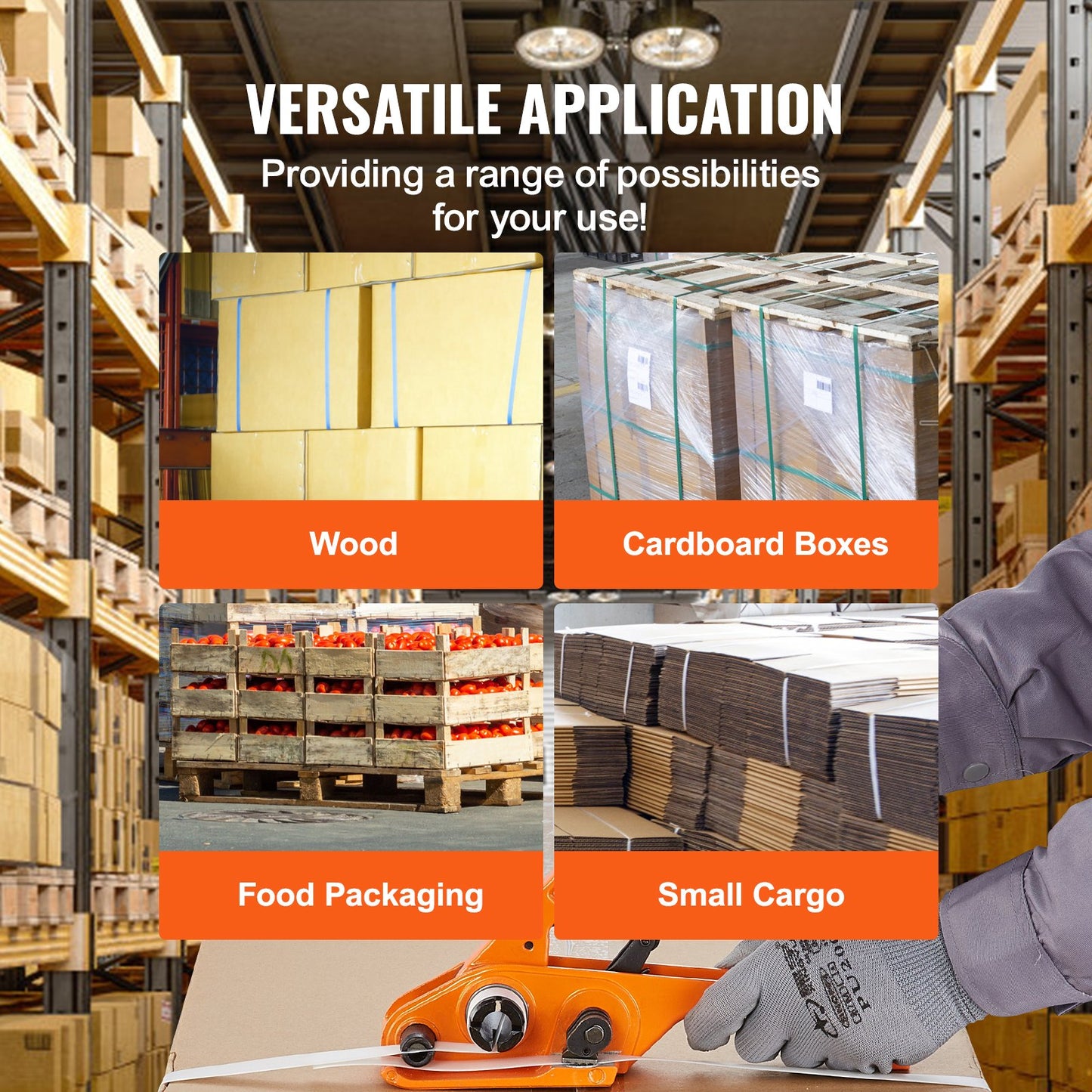 Banding Strapping Kit with Strapping Tensioner Tool, Banding Sealer Tool, 100 m Length PP Band, 100 Metal Seals, Pallet Packaging Strapping Banding Kit, Banding Packaging Strapping for Packing