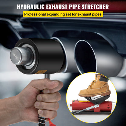 Hydraulic Exhaust Pipe Expander, 4.1 to 10.8 cm Size, 10 T Pedal Pump Included with 4 Dies, 2 Storage Cases for Copper Aluminum Tubes in Car Repairing