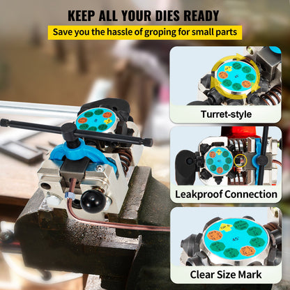 Brake Line Flaring Tool, 45 Degree Single, Double, and Bubble Flares for 3/16\", 1/4\", 5/16\" and 3/8\" Tube Size, Suitable for Soft Metal of Copper Lines