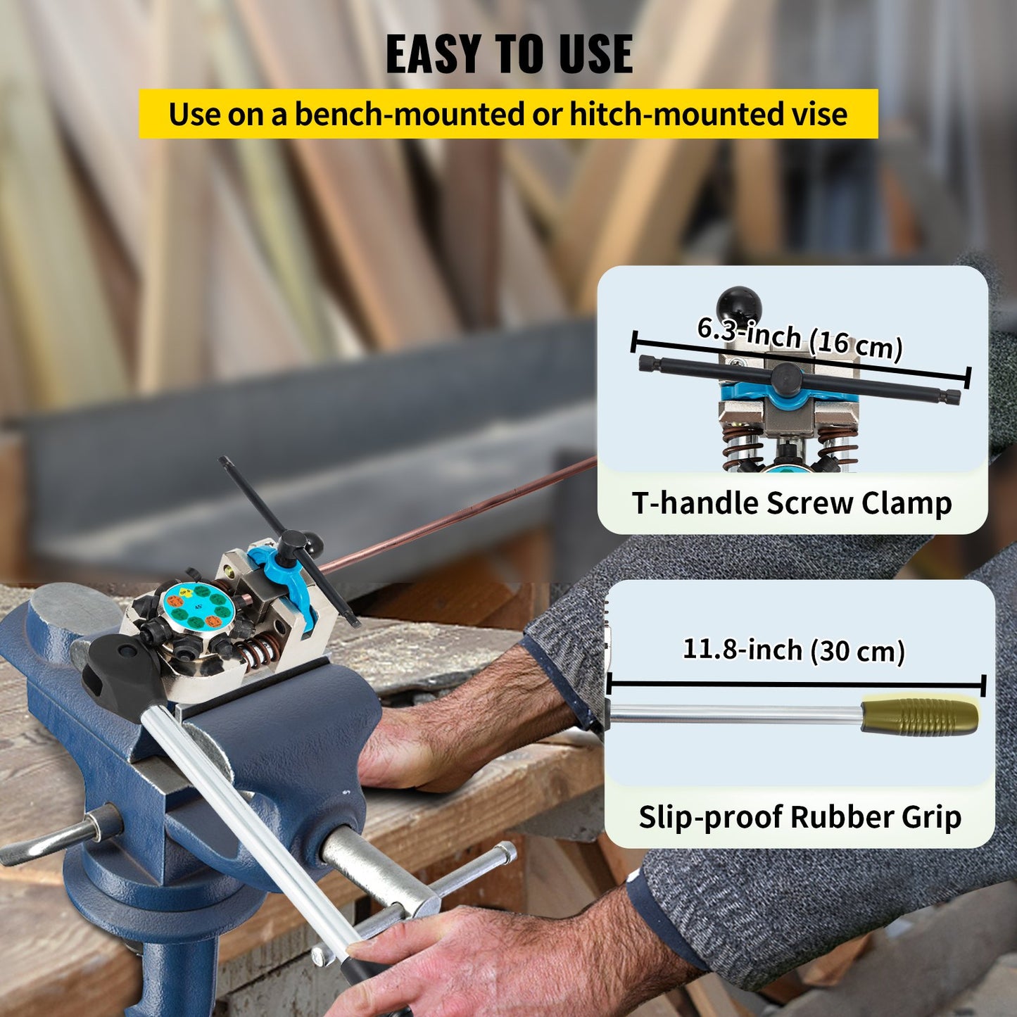 Brake Line Flaring Tool, 45 Degree Single, Double, and Bubble Flares for 3/16\", 1/4\", 5/16\" and 3/8\" Tube Size, Suitable for Soft Metal of Copper Lines