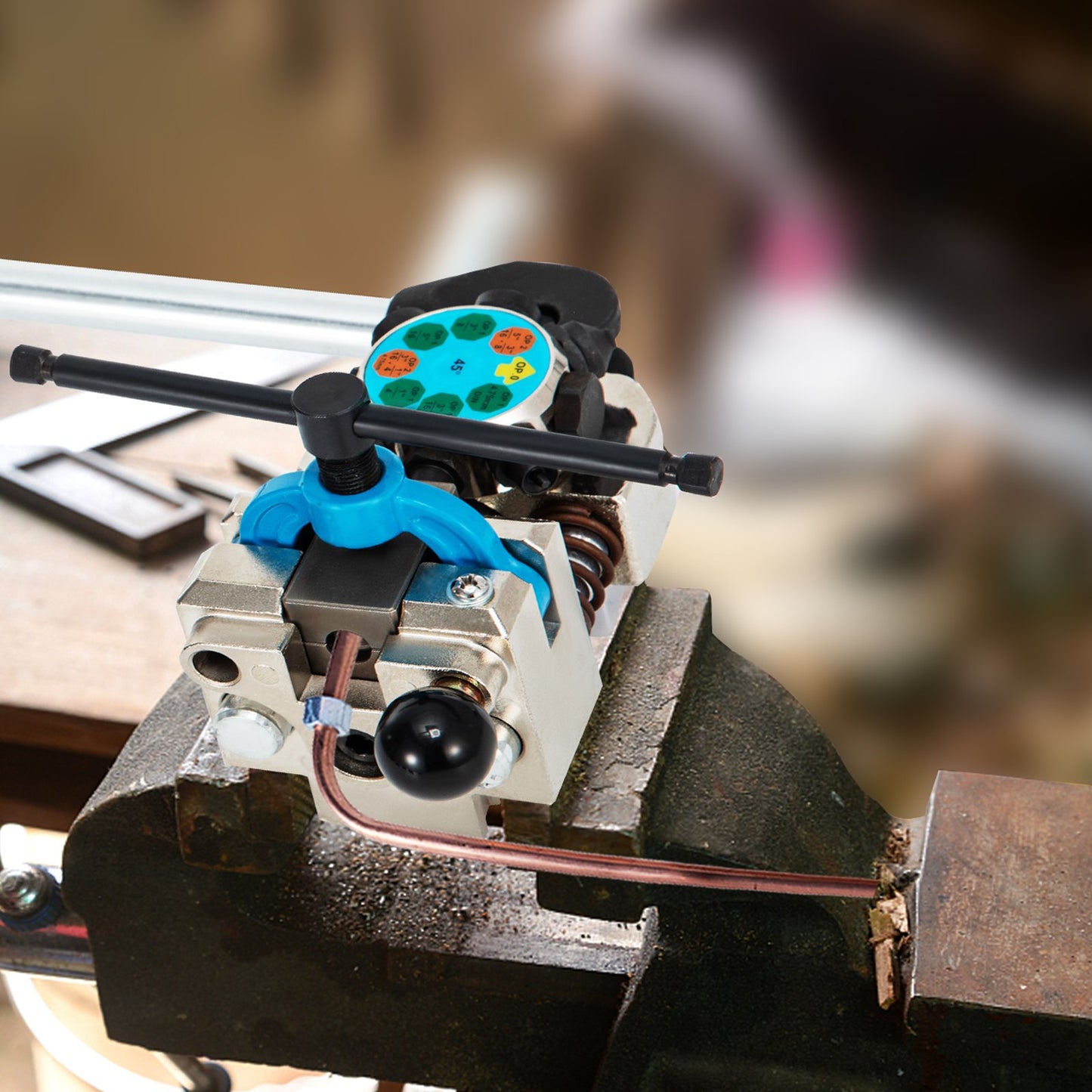 Brake Line Flaring Tool, 45 Degree Single, Double, and Bubble Flares for 3/16\", 1/4\", 5/16\" and 3/8\" Tube Size, Suitable for Soft Metal of Copper Lines