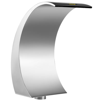 Pool-Wasserfallbrunnen aus Edelstahl, 39 x 20 x 4 cm, silberfarben, für Gartenpools, Teiche und andere Außenanlagen.