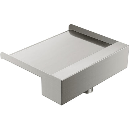 Wasserfallflügel, 30 cm Edelstahl-Wasserfallüberlauf, rechteckiger Wasserfall für Teichbrunnen, Kaskadenflügel mit Anschlussstück, Schlauch, Klemme und PTFE-Band, Wasserflügel für Koiteiche, Wasserspiel