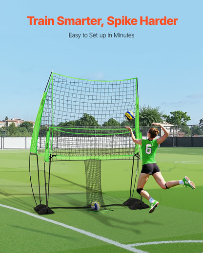 Volleyball-Trainingsnetz, stufenlos höhenverstellbares Trainingsgerät mit Ballrücklauf, 2,4 x 3,4 m große, tragbare Netzstation, einfacher Aufbau für Garten, Innen- und Außenbereich, verbessert Aufschlag und Angriffsgenauigkeit