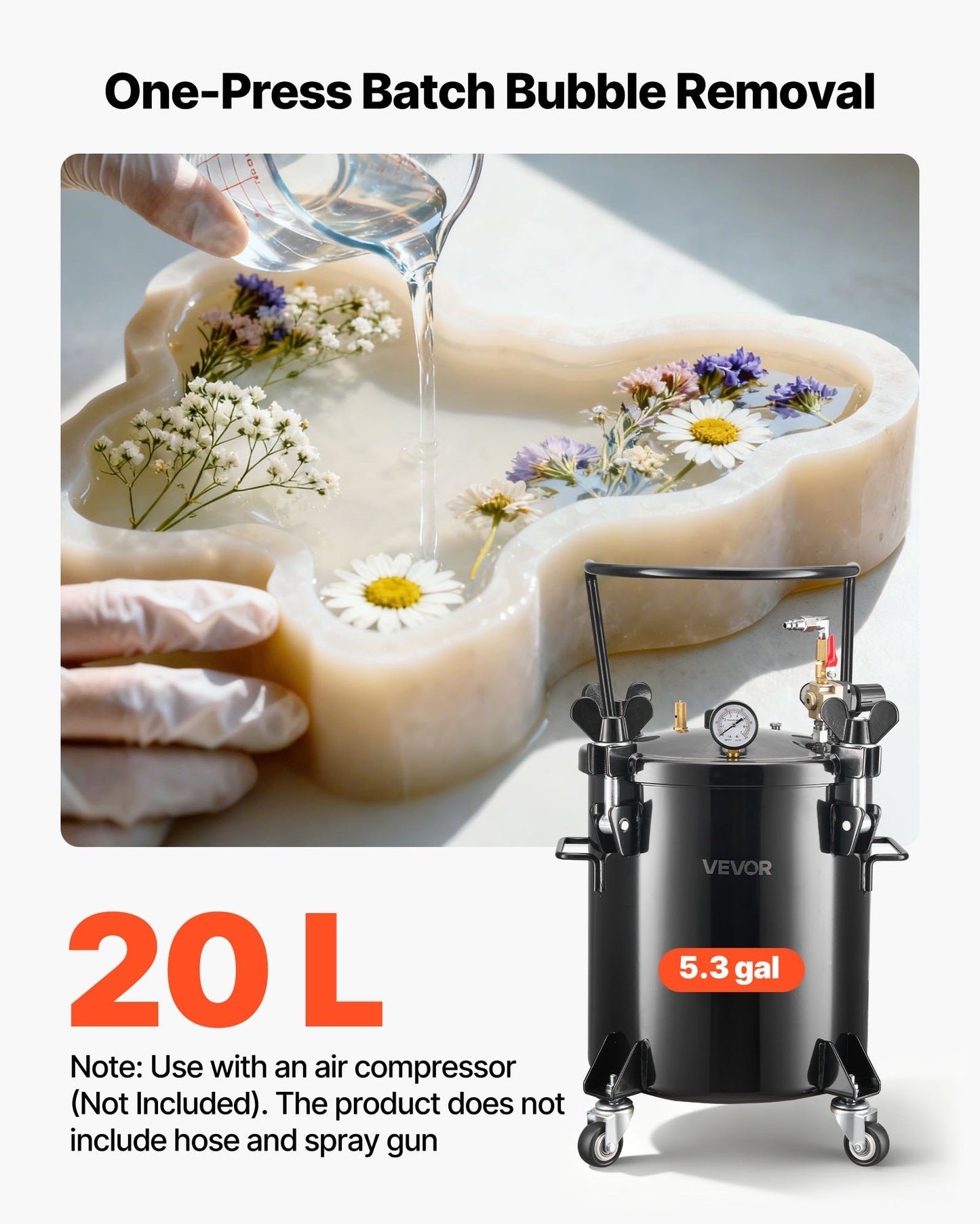 Druckbehälter für Farbe, 20 l, robuster Stahl-Druckbehälter, Sprühdosen mit drei Schnellkupplungen für Heimgebrauch, DIY, Kunstprojekte, Behälter mit großem Durchmesser