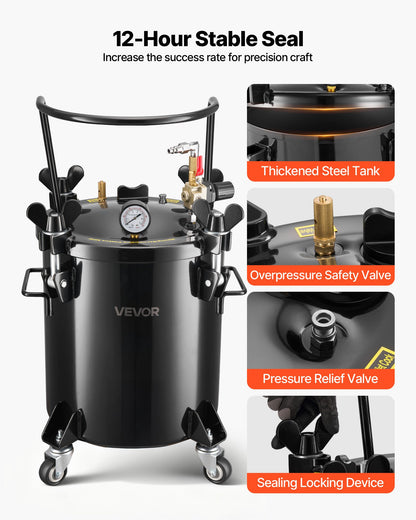 Druckbehälter für Farbe, 20 l, robuster Stahl-Druckbehälter, Sprühdosen mit drei Schnellkupplungen für Heimgebrauch, DIY, Kunstprojekte, Behälter mit großem Durchmesser