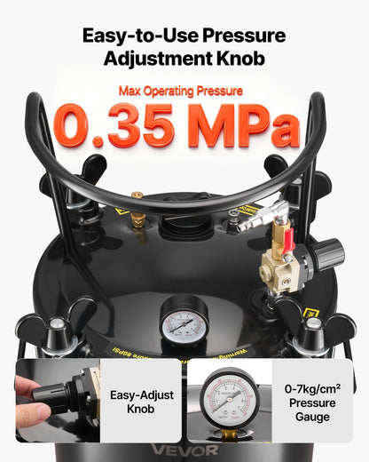 Druckbehälter für Farbe, 20 l, robuster Stahl-Druckbehälter, Sprühdosen mit drei Schnellkupplungen für Heimgebrauch, DIY, Kunstprojekte, Behälter mit großem Durchmesser