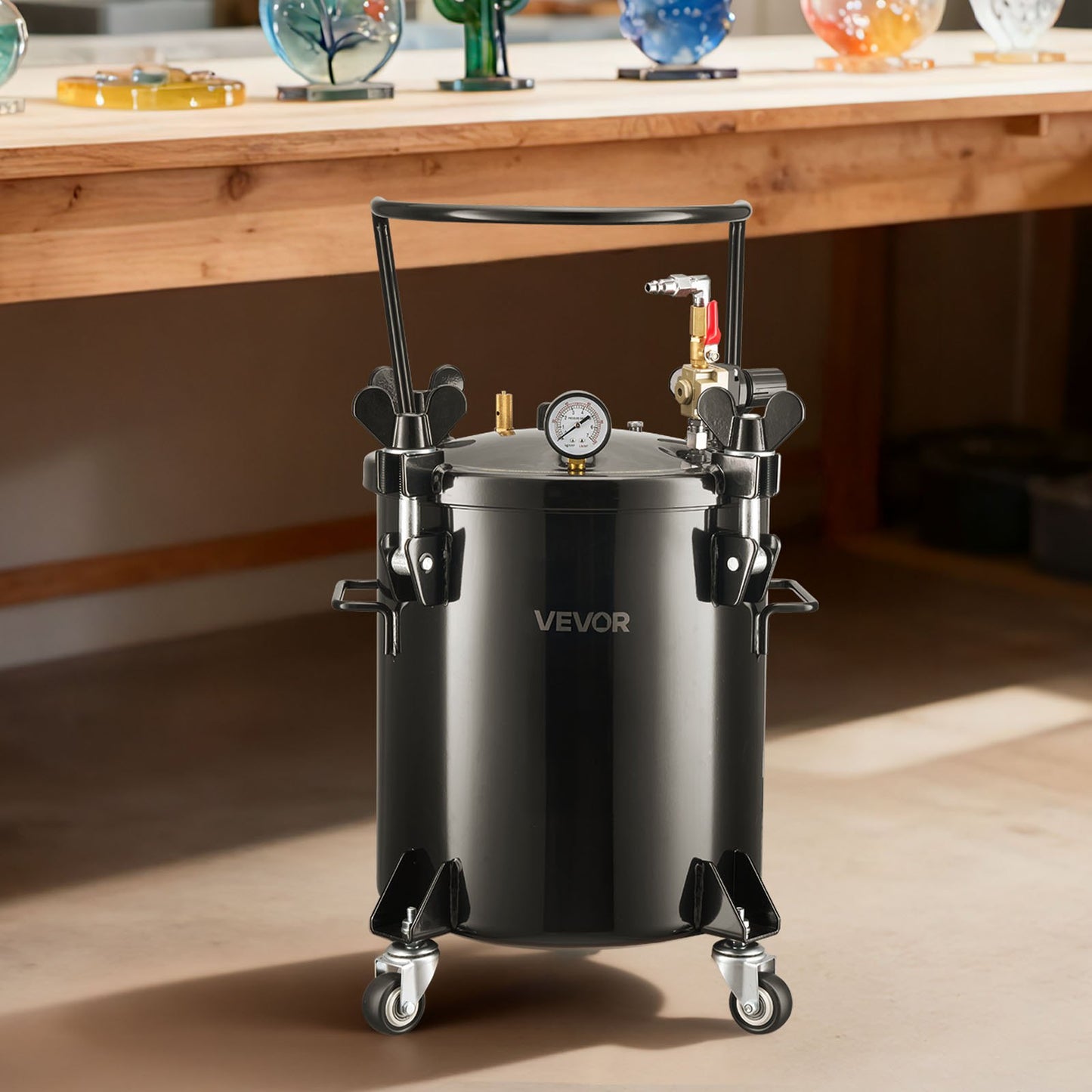 Druckbehälter für Farbe, 20 l, robuster Stahl-Druckbehälter, Sprühdosen mit drei Schnellkupplungen für Heimgebrauch, DIY, Kunstprojekte, Behälter mit großem Durchmesser