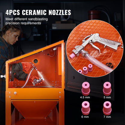 227.1 L Sand Blasting Cabinet with Stand with Blasting Gun & 4 Nozzles