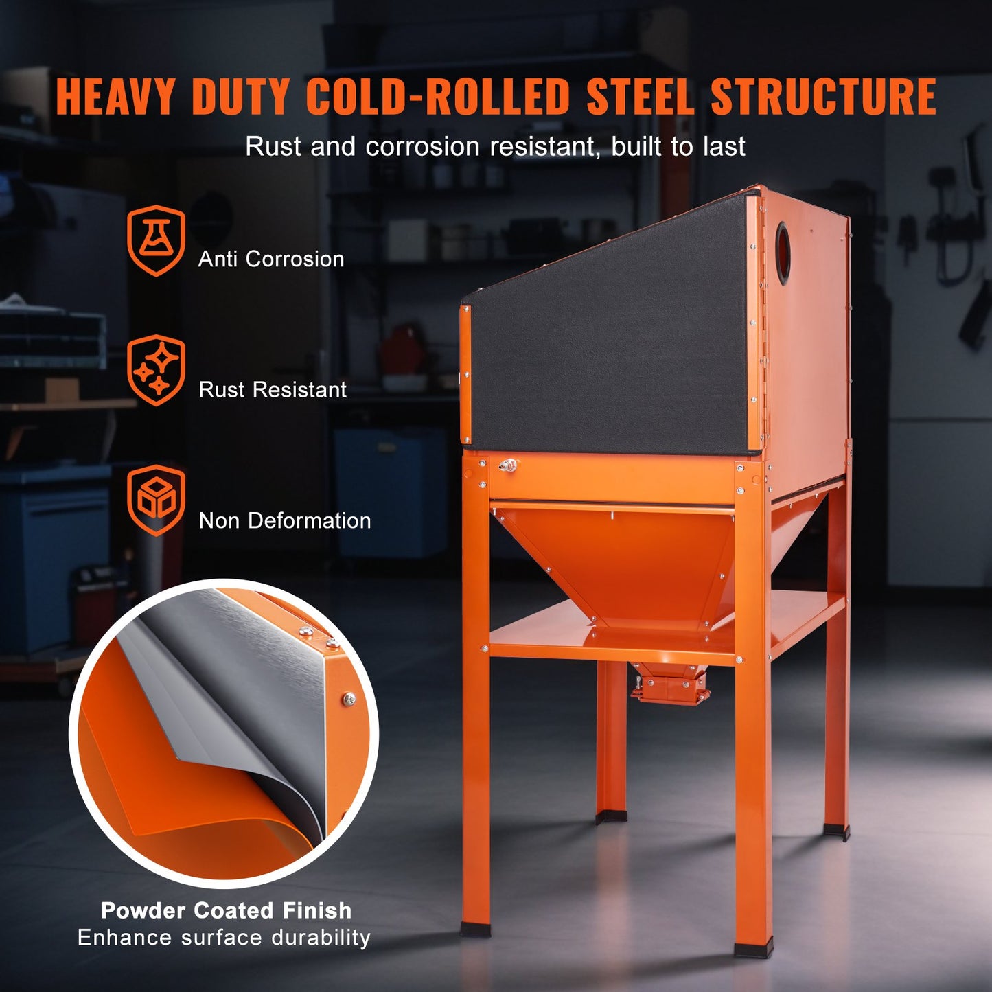 227.1 L Sand Blasting Cabinet with Stand with Blasting Gun & 4 Nozzles