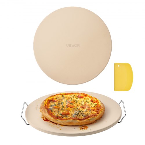 Pizza Stone, 406 mm Round Cordierite Pizza Stone, Extra Large Baking-Stone with a Durable Stand, 17 mm Thickness Heat-Resistant Cooking Cordierite, for Kitchen Oven, Baking Pizzas, BBQ Grilling