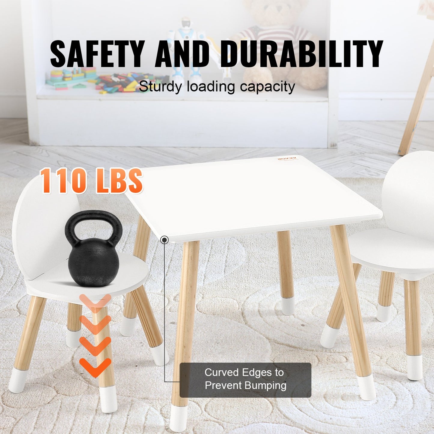 Kindertisch mit 2 Stühlen, Kleinkindertisch mit Stuhl, Mehrzwecktisch für Kinder zum Malen, Basteln, Lesen und Lernen