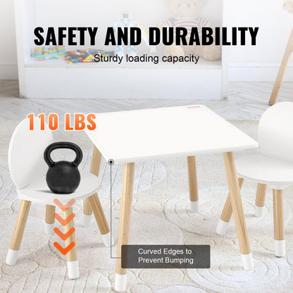 Kindertisch mit 2 Stühlen, Kleinkindertisch mit Stuhl, Mehrzwecktisch für Kinder zum Malen, Basteln, Lesen und Lernen