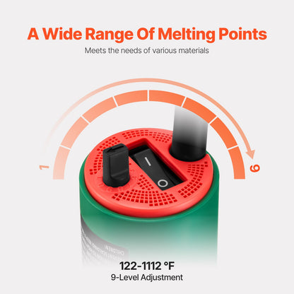 Hot Air Plastic Welder, 1600W Hot Air Torch Pistol, 122-1112℉ PVC TPO Vinyl Heat Gun Welding Torch, 5PCS Plastic Welding Roofing Kit & 2 Flat Nozzles, 1 Seam Roller, Brush for PP/PE/PVC Sheets