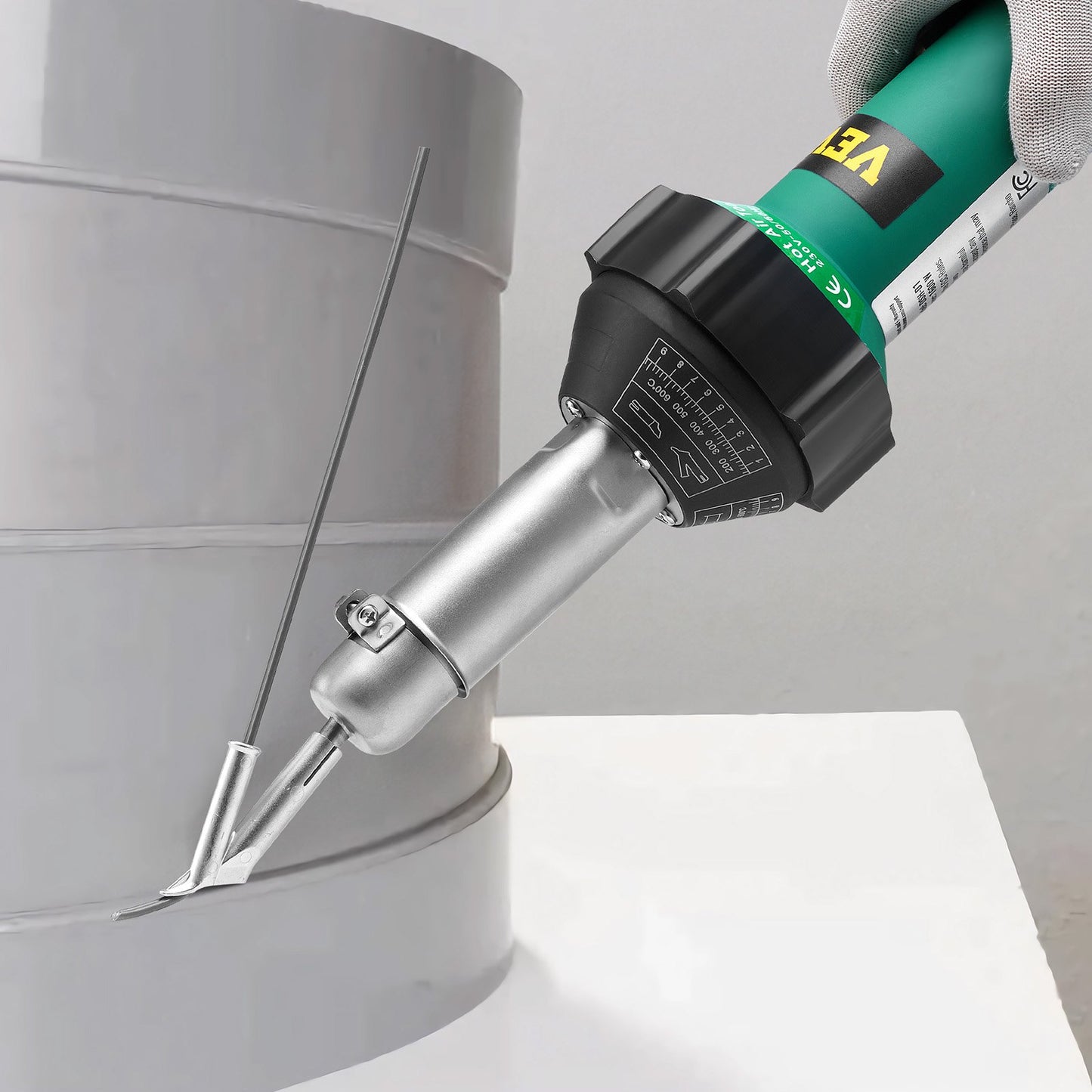 Hot Air Plastic Welder, 1600W Hot Air Torch Pistol, 122-1112℉ PVC TPO Vinyl Heat Gun Welding Torch, Plastic Roofing Welding Kit with 14 Accessories- Toolbox, Nozzle, Roller, Blades for PP/PE/PVC