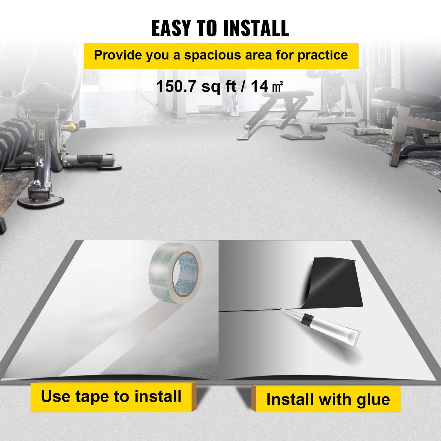 Tanzfläche, 2 x 7 m (6,6 x 23 Fuß) große, 1,5 mm (0,06 Zoll) dicke PVC-Vinyl-Tanzfläche, wendbare, tragbare Tanzfläche in Schwarz/Weiß, rutschfester Tanzboden, Ballett-Tanzfläche für Jazz, Pop und Lyrical Style