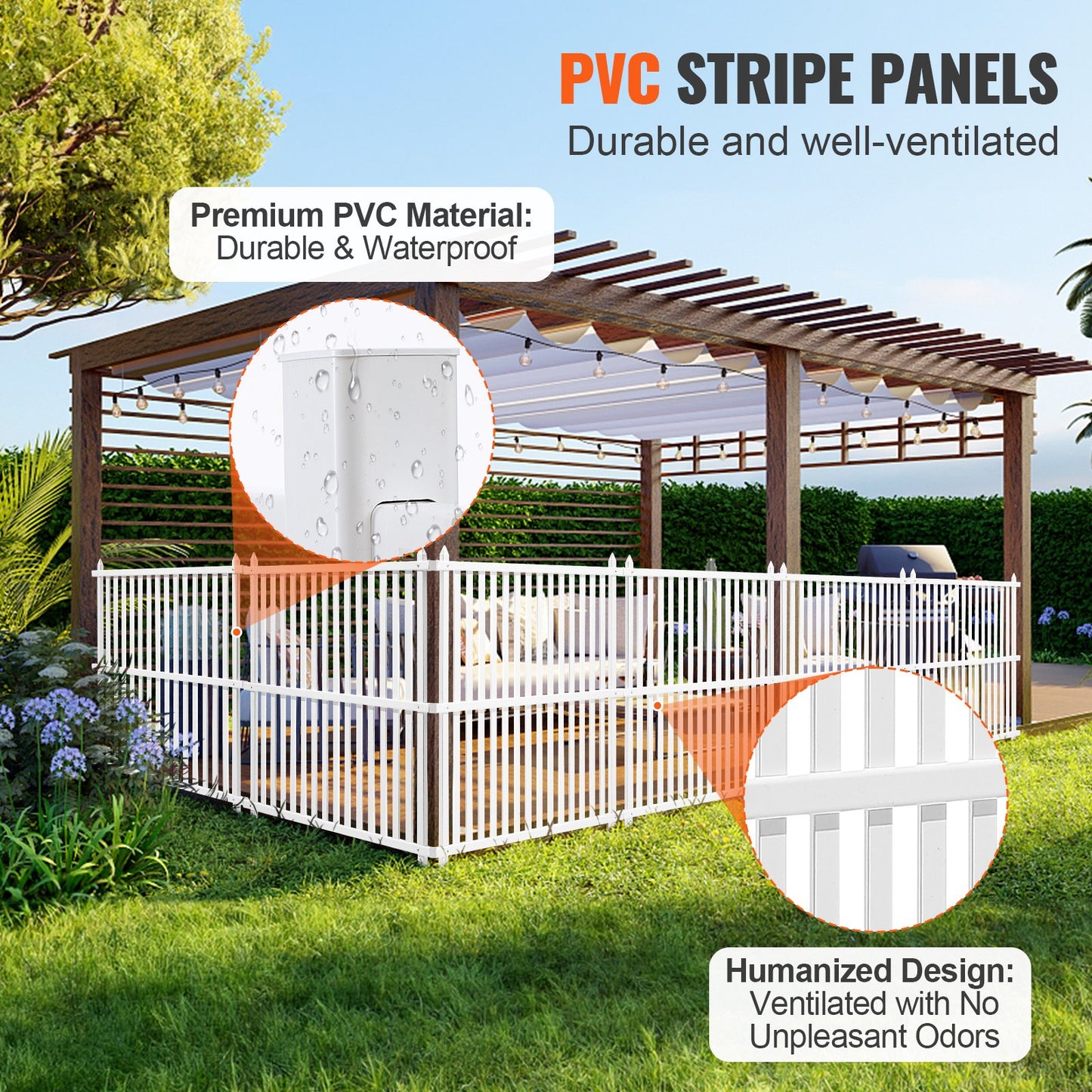 48" W x 48" H Vinyl Privacy Fence Panels, Air Conditioner Fence, Outdoor Privacy Screens for Trash Can, Pool Equipment Enclosure, Privacy Screen Kit Strip Panels (2 Panels)