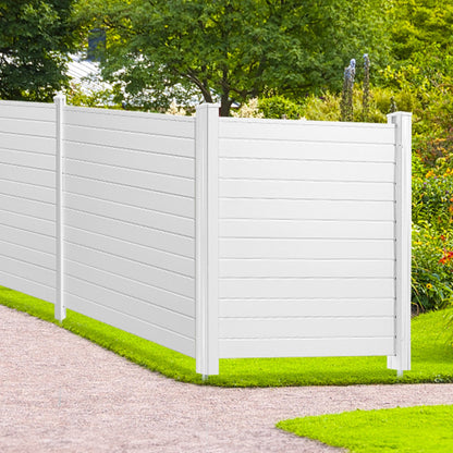 Outdoor Privacy Screens, 50" W x 50" H Air Conditioner Fence, Pool Equipment Enclosure, Horizontal Vinyl Privacy Fence, Perfect to Enclose Trash Can and A/C Units (4-Panel)