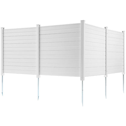 Outdoor Privacy Screens, 50" W x 50" H Air Conditioner Fence, Pool Equipment Enclosure, Horizontal Vinyl Privacy Fence, Perfect to Enclose Trash Can and A/C Units (4-Panel)