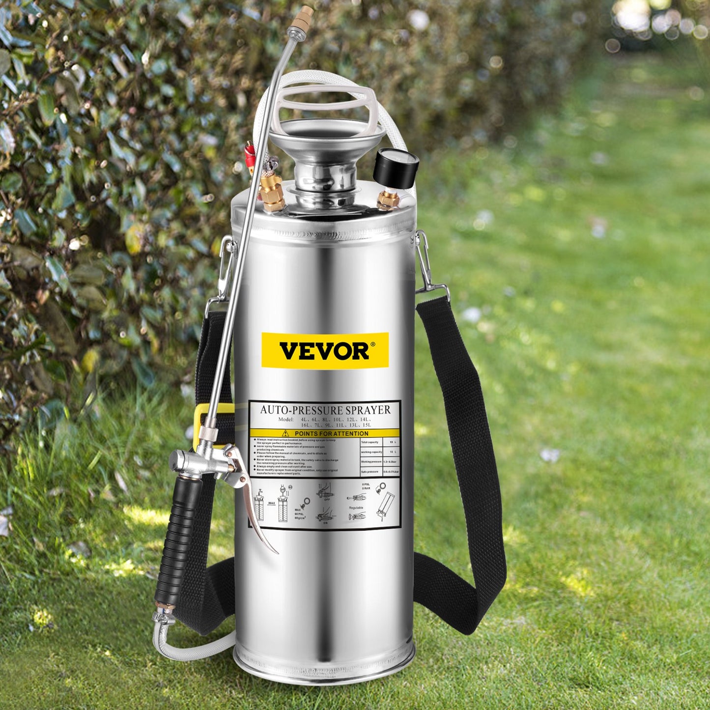 Stainless Steel Sprayer 10L Household Gardening and Floor Cleaning Sprayer, Suitable for the Current Neds of Industry, Agriculture, Commerce, Medicine and Other Industries