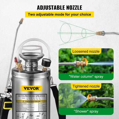 Stainless Steel Sprayer 6L Household Gardening and Floor Cleaning Sprayer, Suitable for the Current Neds of Industry, Agriculture, Commerce, Medicine and Other Industries