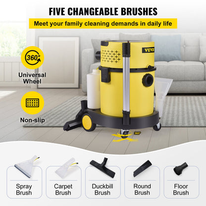 Nass-Trockensauger, 20,1 l, 2 PS Spitzenleistung, 4-in-1-Handstaubsauger mit Blas- und Sprühfunktion, Fernbedienung, HEPA- und Schwammfilter, 5 Bürsten für Haushalt und Auto