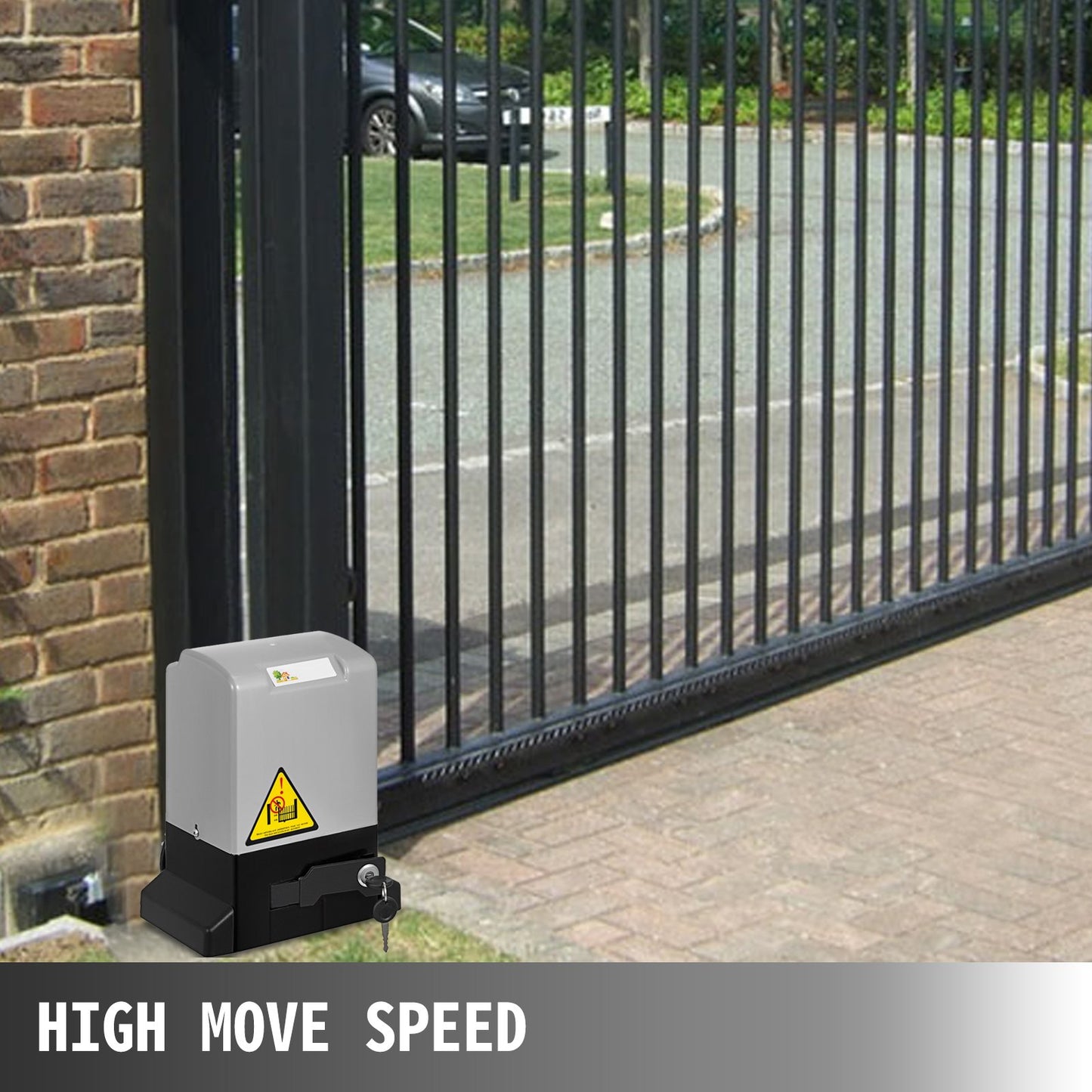 Automatic Gate Opener 600 kg/1300 lb, with Infrared Security Photocell Sensor with 2 Remote Controls Sliding Gate Opener Move Speed 1188.7 cm Per Min