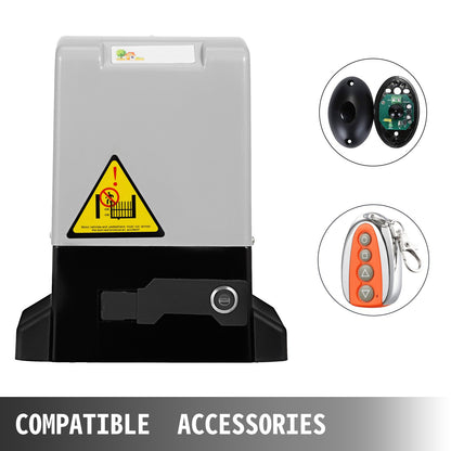 Automatic Gate Opener 600 kg/1300 lb, with Infrared Security Photocell Sensor with 2 Remote Controls Sliding Gate Opener Move Speed 1188.7 cm Per Min