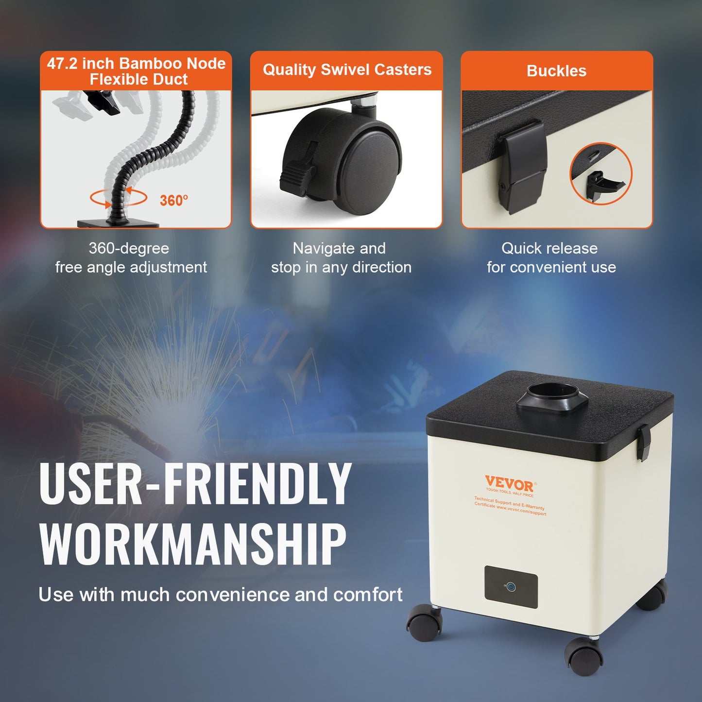 100W Soldering Fume Smoke Extractor 3-Stage Filters 240m³/h Air Flow