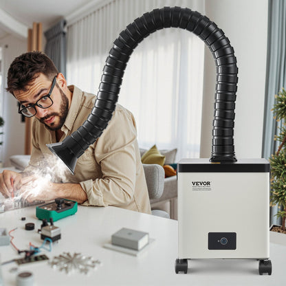 Solder Fume Extractor, 85W Brushless Soldering Smoke Absorber with 3-Stage Filters & 3-Speed Adjustment, 200m³/h Strong Suction Solder Smoke Purifier for Soldering, Engraving, DIY Welding, Salon