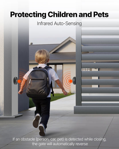 Automatic Gate Opener, 280W Electric Sliding Gate Opener for Doors up to 25m 816kg, Nylon Gear Rack Rolling Door Motor with Infrared Sensor & 2 Remote Controls, Driveway Gates Opening System